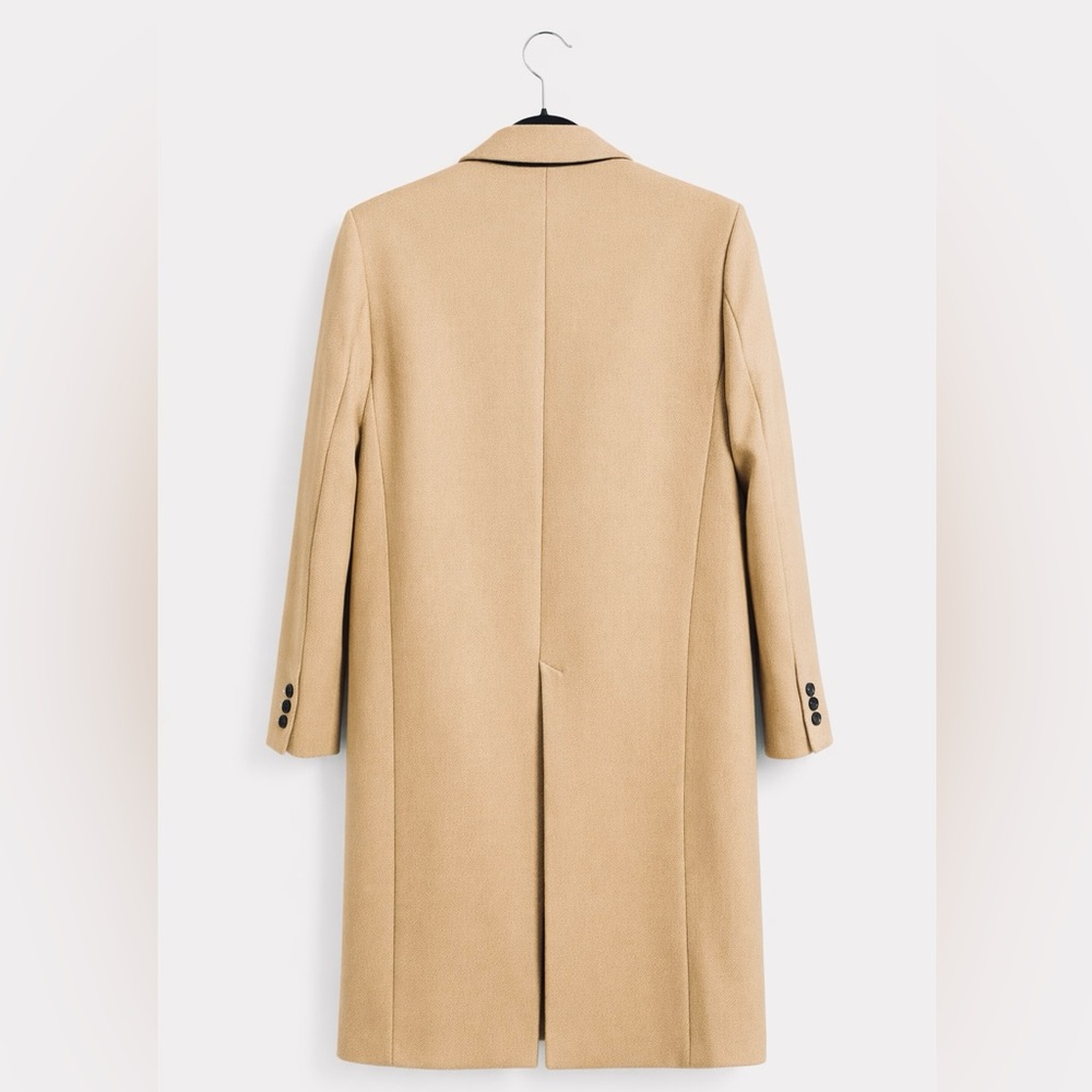 ZARA Premium Monteco Camel Wool Blend Coat Size L Quiet Luxury - Picture 4 of 9